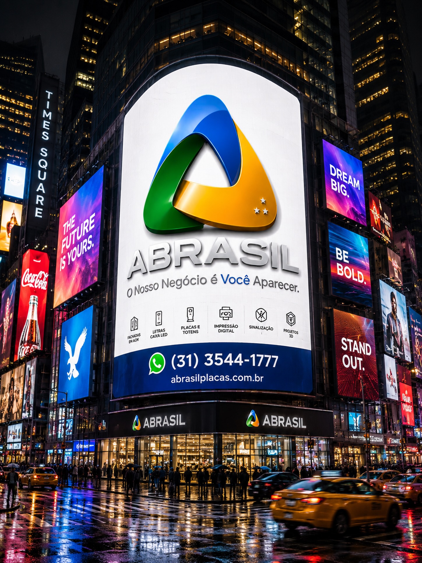 Digite no gpt /Times Square  e aplique sua logomarca e veja o resultado. Times Square é a famosa região de Manhattan, em Nova York, conhecida pelos enormes painéis de LED, publicidade digital e fachadas luminosas.
